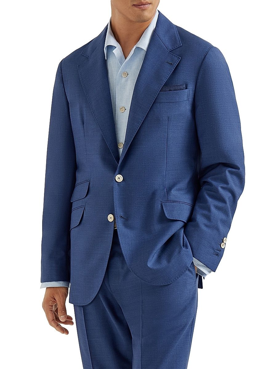 Men's Virgin Wool Fresco Deconstructed Cavallo Blazer - Royale Blue - Size 32