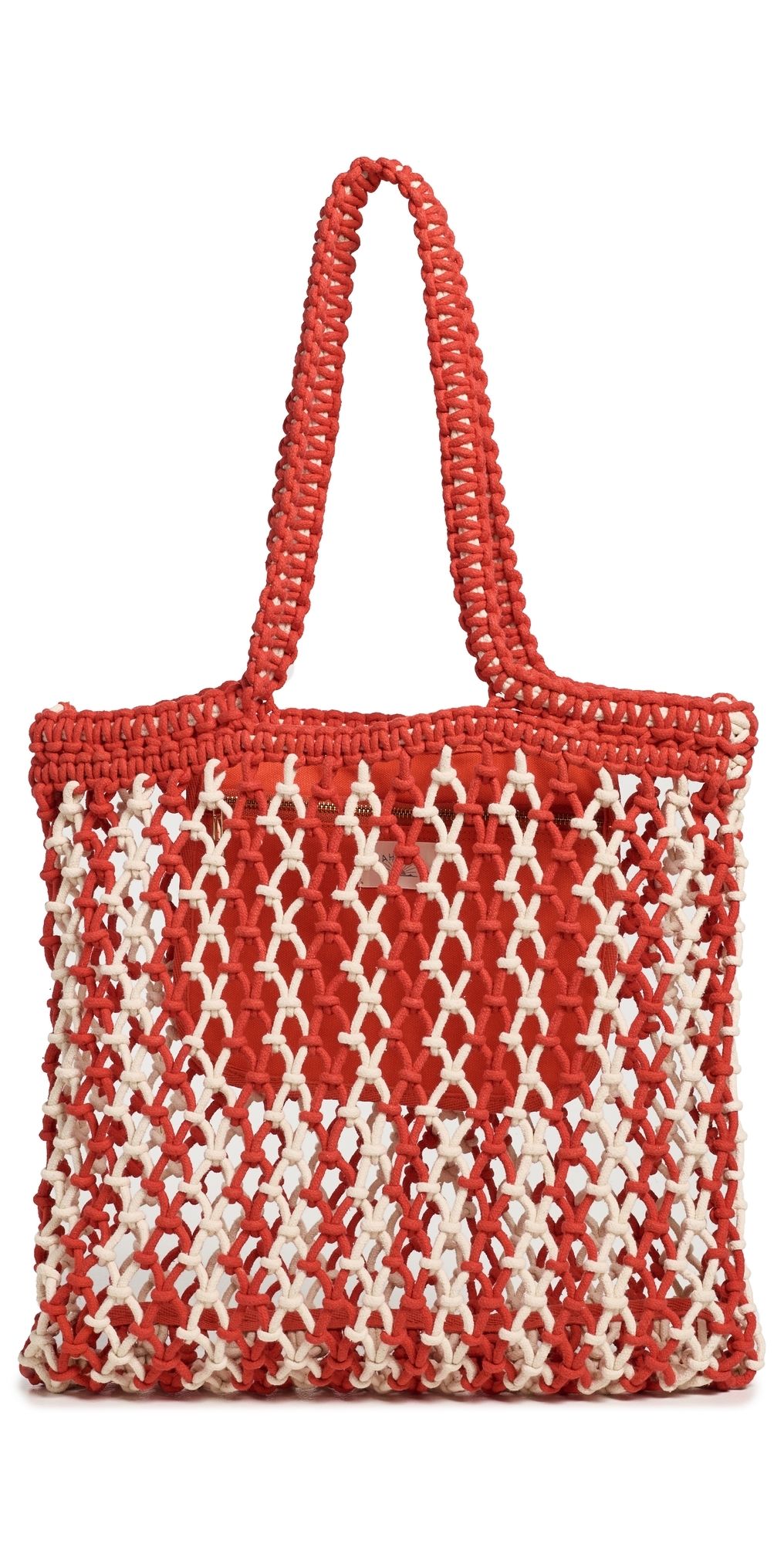 Faherty Sunwashed Macrame Tote Poppy Red One Size