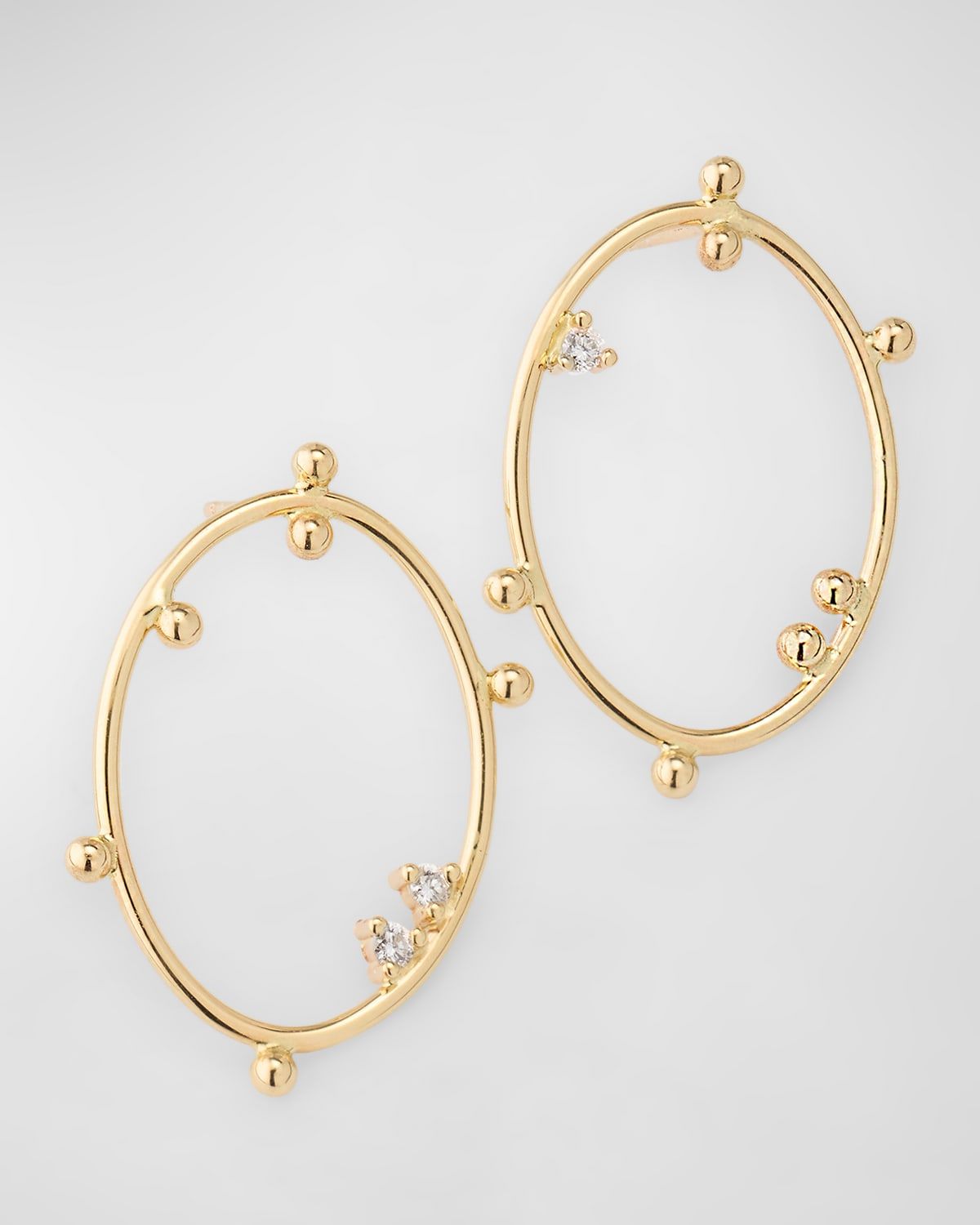 Scattered Bubble Diamond Oval Earrings