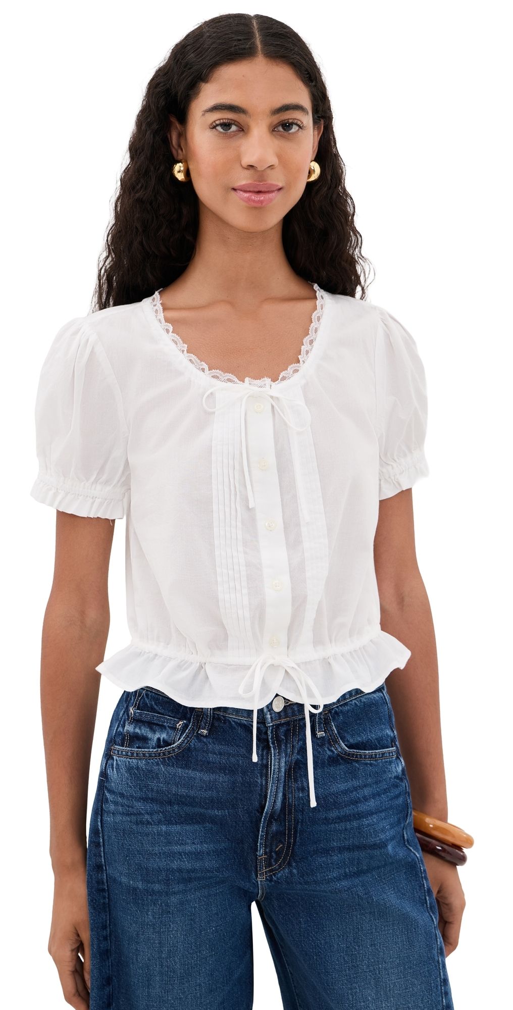 MOTHER The Love Letter Puff Blouse White XS