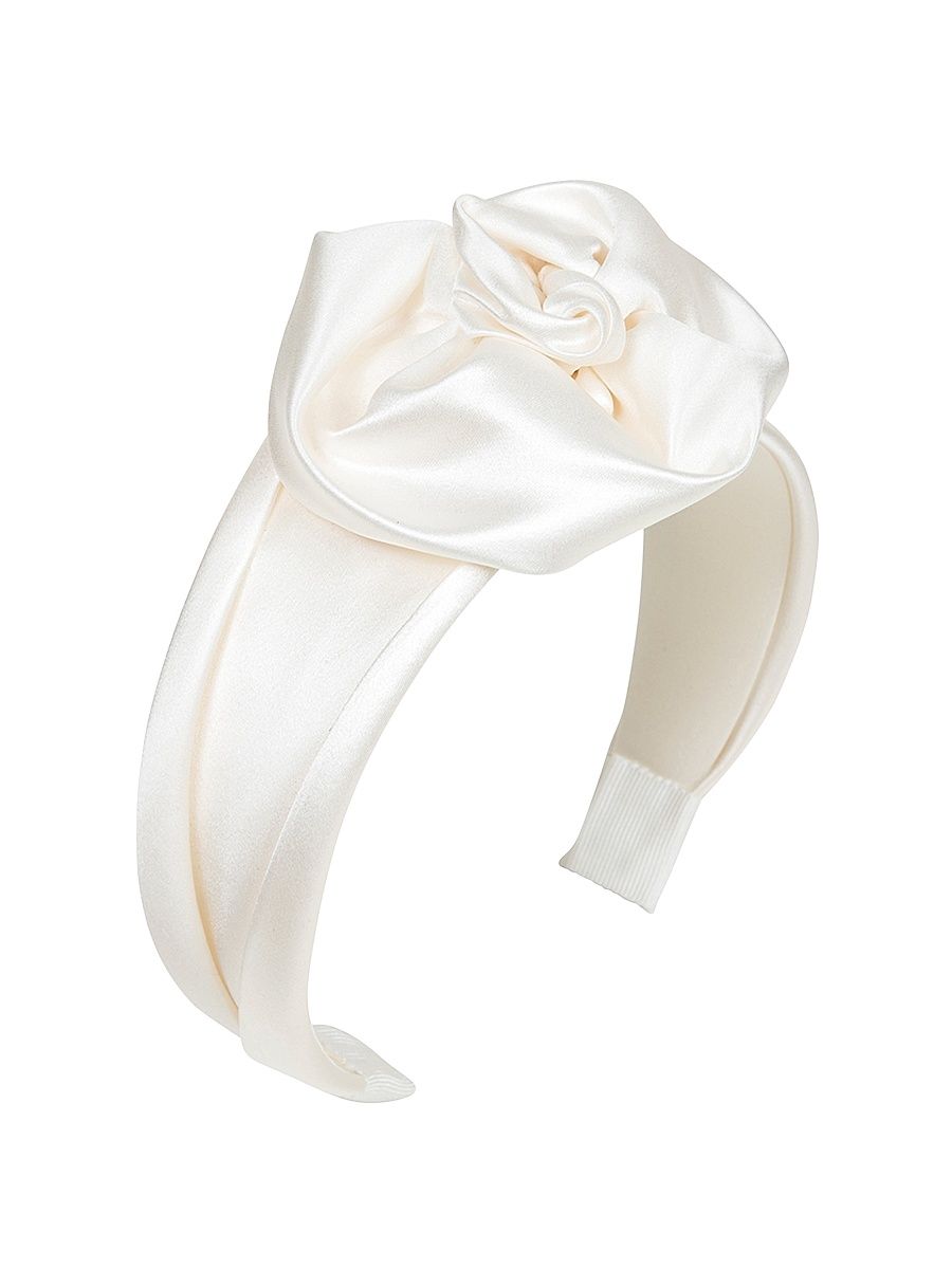 Women's Rosalina Rosette Silk Wide Headband - Cream