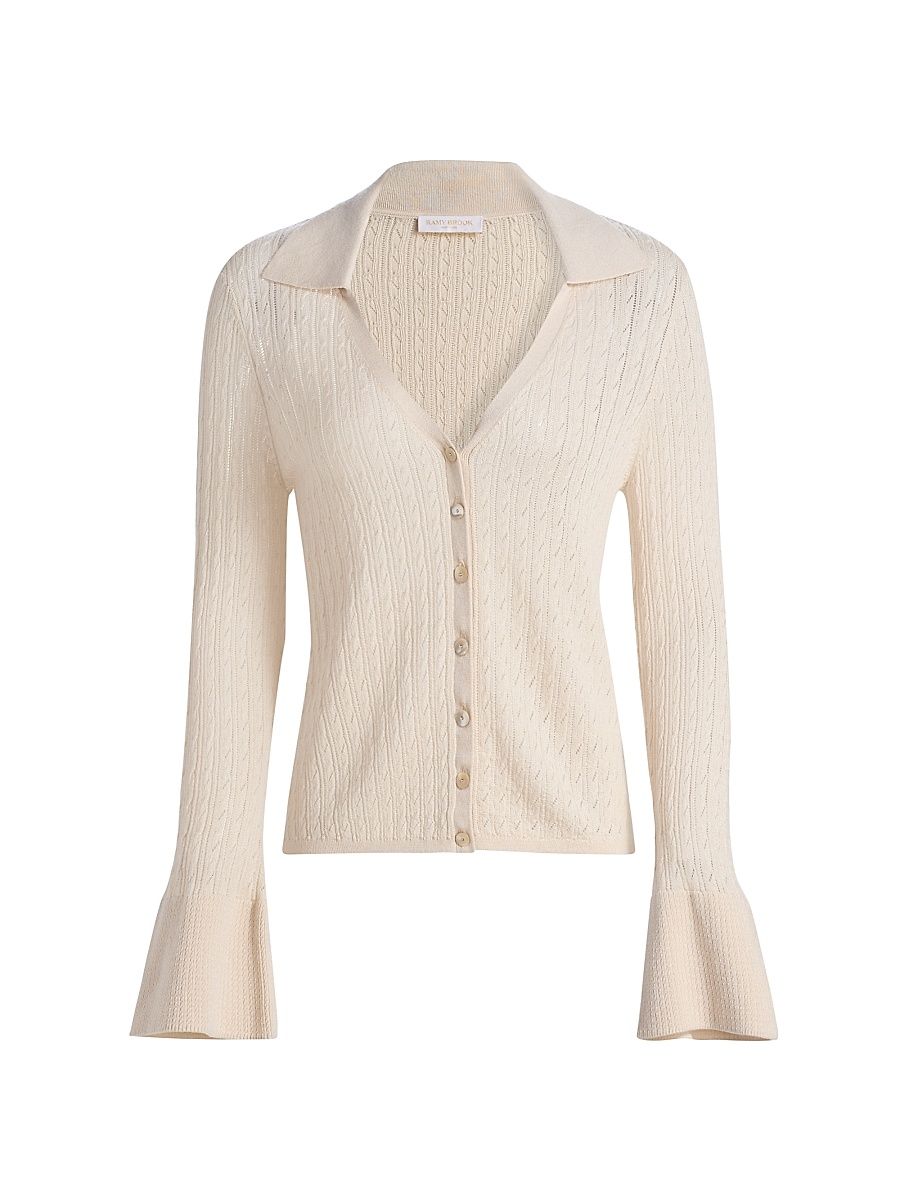 Women's Cathy Pointelle Cardigan - Sandstone - Size XXL