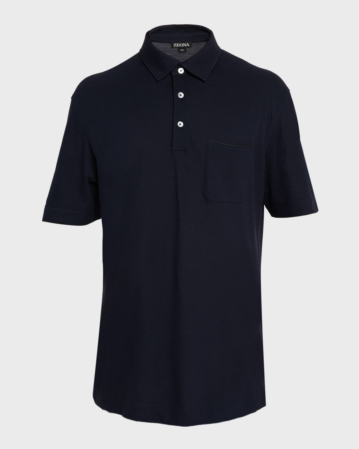 Men & apos;s Cotton Polo Shirt with Leather-Trim Pocket