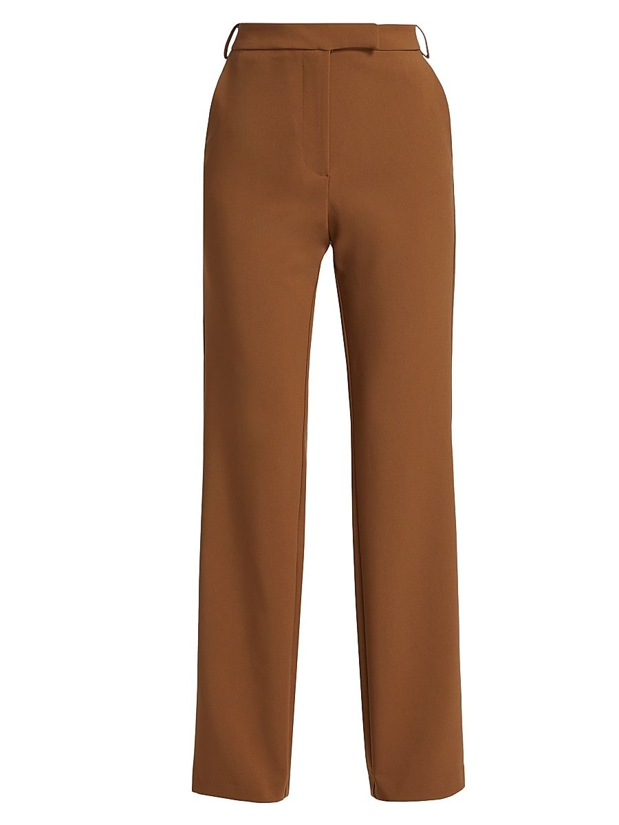 Women's Straight-Leg High-Rise Trousers - Mocha - Size Small
