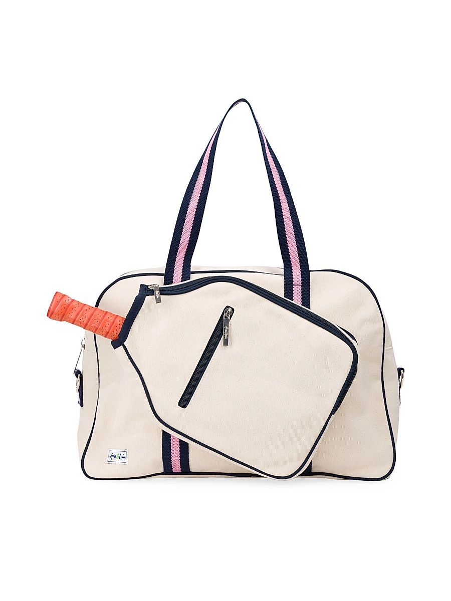 Hamptons Canvas Pickleball Bag - Pink Navy