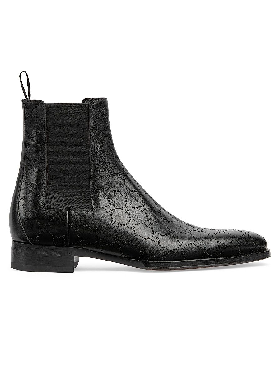 Men's Iggy GG Monogram Leather Chelsea Boots - Black - Size 8