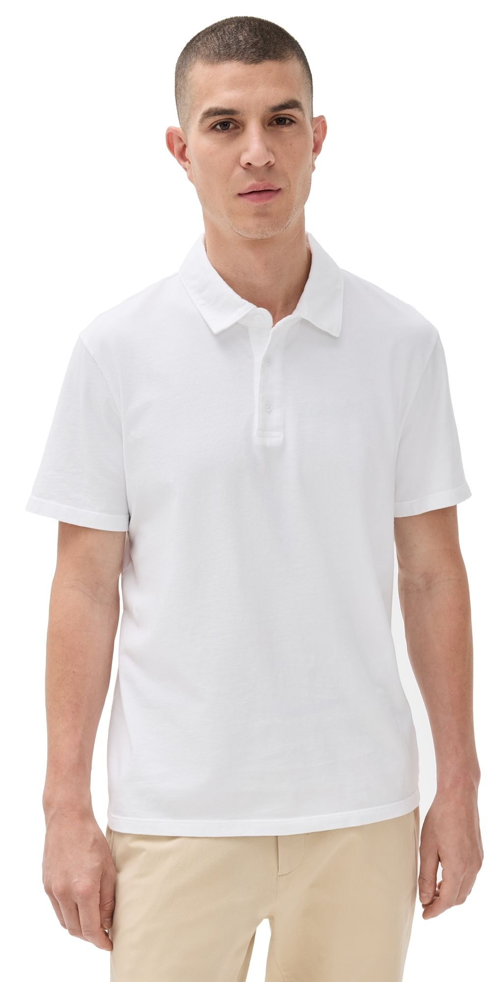 Vince Garment Dye Polo Optic White S