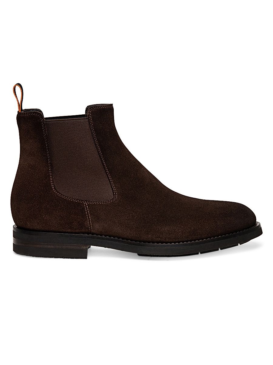 Men's Suede Chelsea Boots - Dark Brown - Size 13