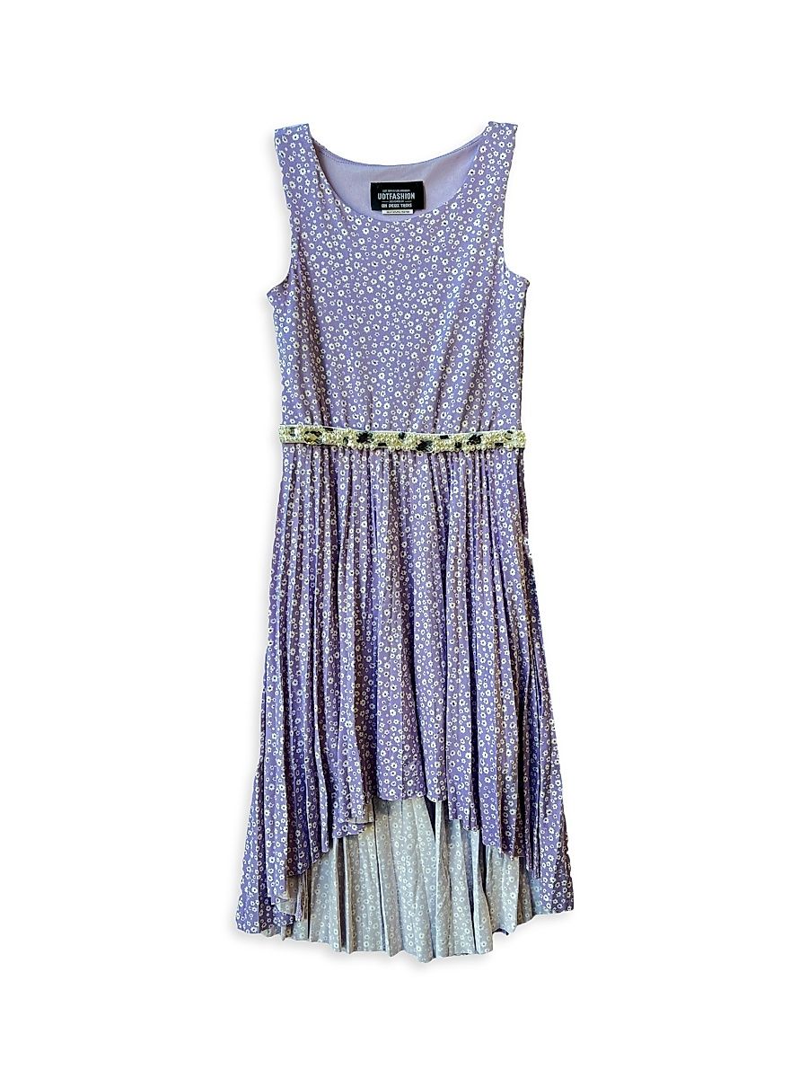 Girl's Floral High-Low Dress - Lilac - Size 7