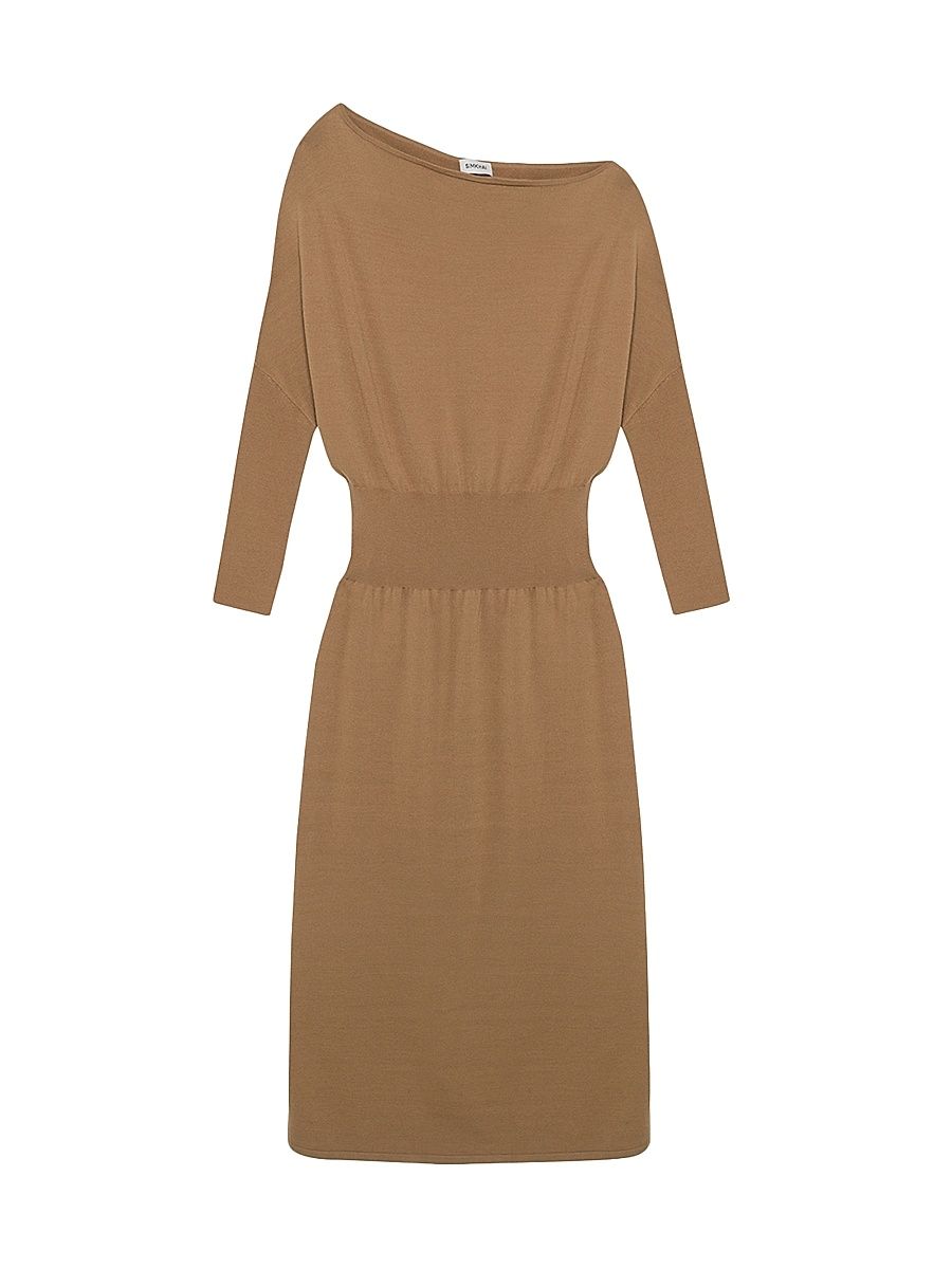 Women's Janese Knit Blouson Midi-Dress - Dark Beige - Size XL