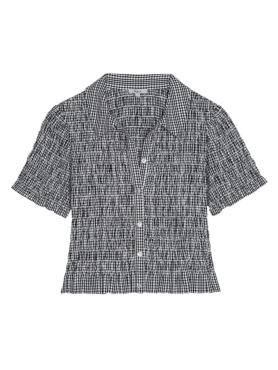 Women's Alton Gingham Smock Shirt - Black Gingham - Size XL