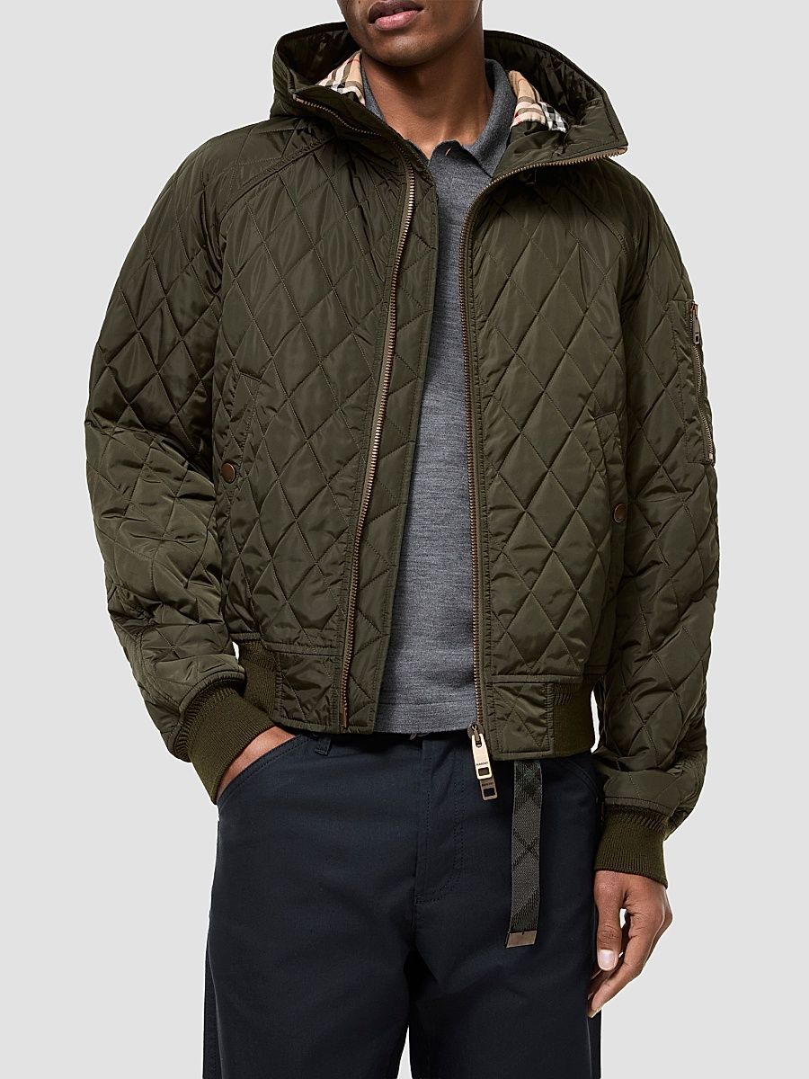 Men's Elliston Quilted Nylon Bomber Jacket - Shale - Size XL