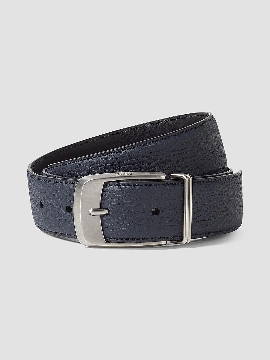 ZEGNA Men's Leather Belt - Dark Blue - Size 42