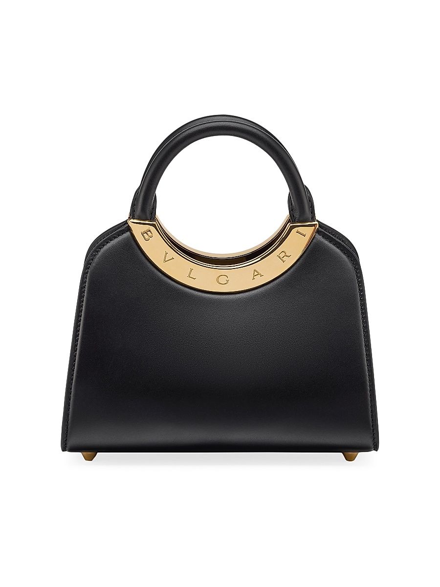 Women's Leather Top-Handle Bag - Black