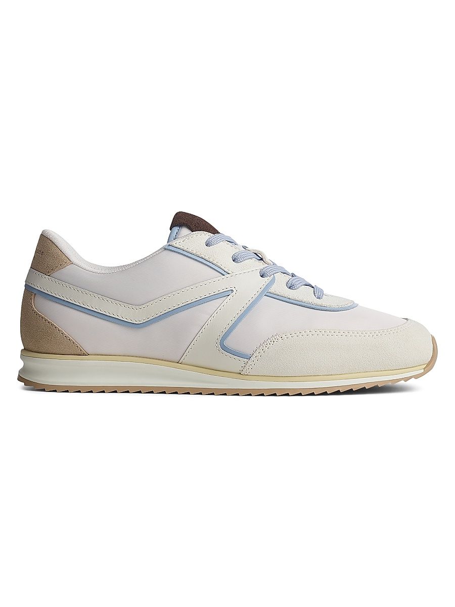 Women's Retro Low-Top Leather Trainer Sneakers - White - Size 11