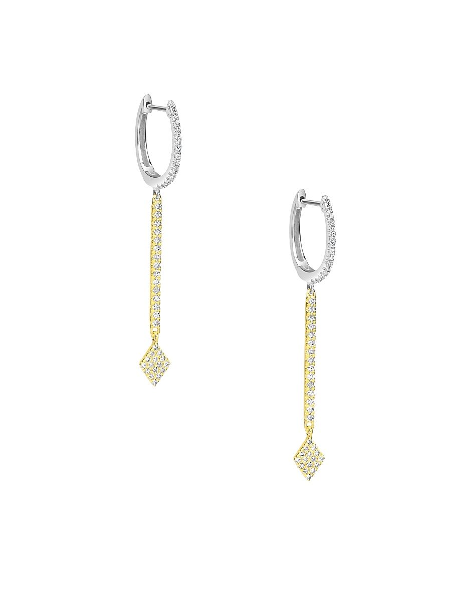 Women's Two-Tone 14K Gold & Diamond Drop Earrings - Yellow Gold