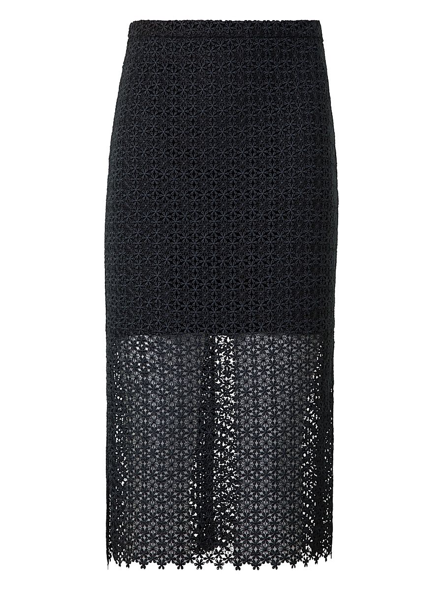Women's Daisy Guipure Pencil Skirt - Black - Size 10