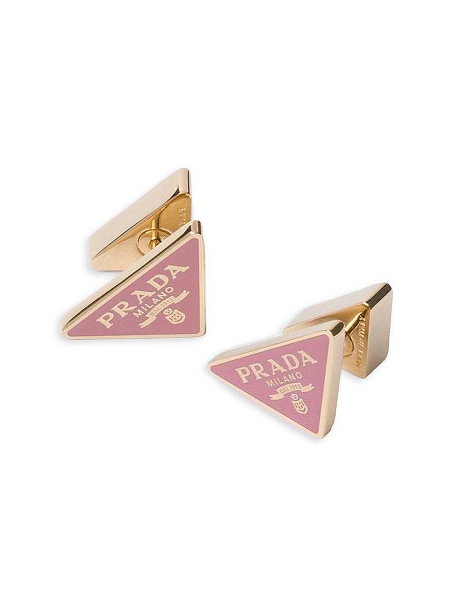 Women's Enameled Metal Earrings - Pink Gold
