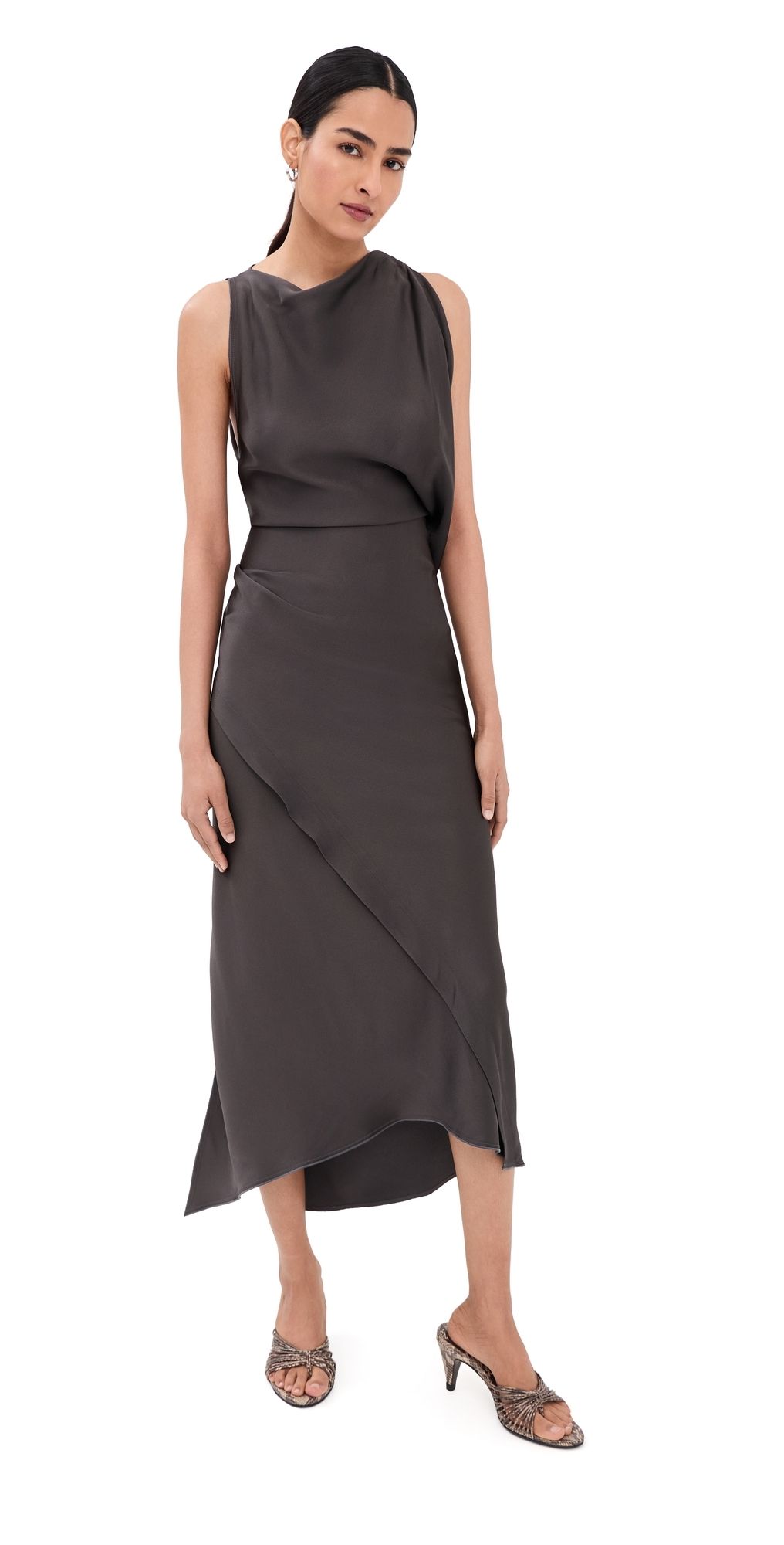 Victoria Beckham Sleeveless Draped Dress Ore 10
