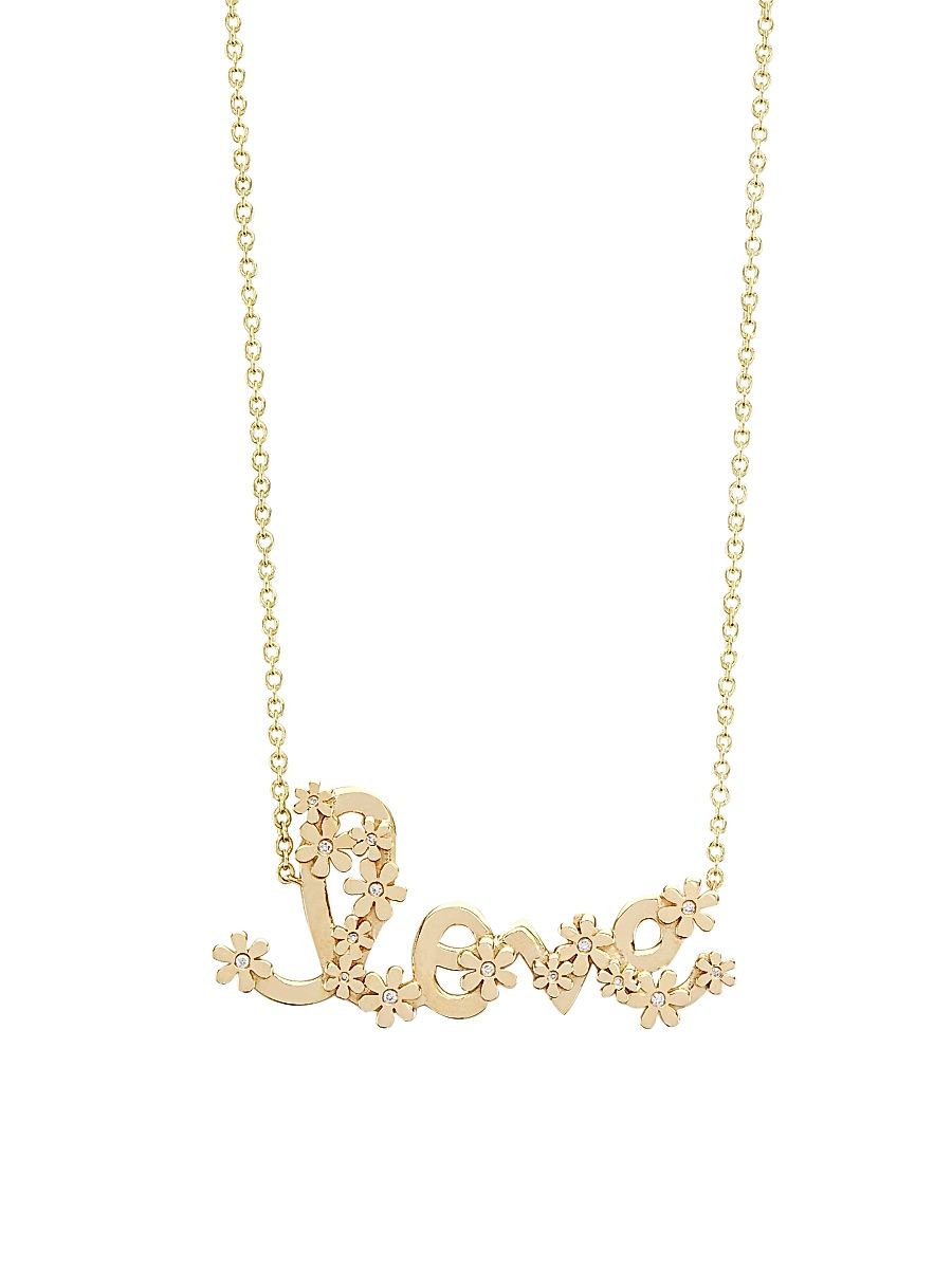 Women's 14K Yellow Gold & Diamond "Love" Pendant Necklace