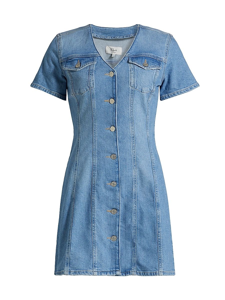 Women's Saratoga Denim Trucker Minidress - Faded Seaglass - Size XL
