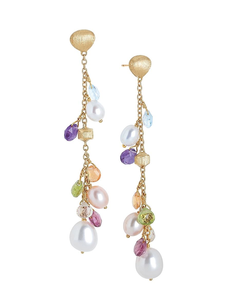 Women's Paradise 18K Yellow Gold & Mixed-Gemstone Long Drop Earrings
