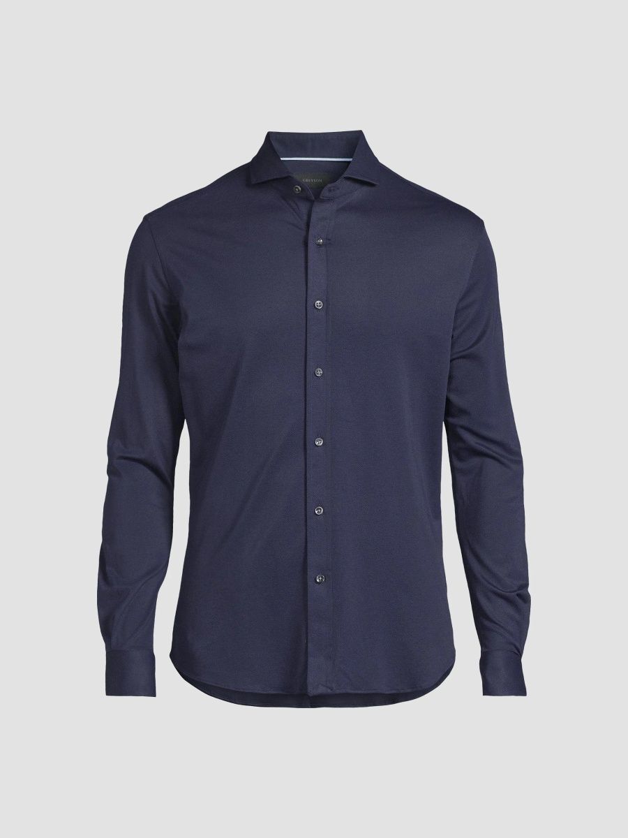 Greyson Men's Omaha Cotton-Blend Dress Shirt - Maltese Blue - Size Small