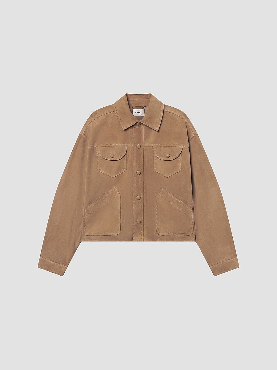 Women's The Suede Utility Jacket - Chai - Size Medium