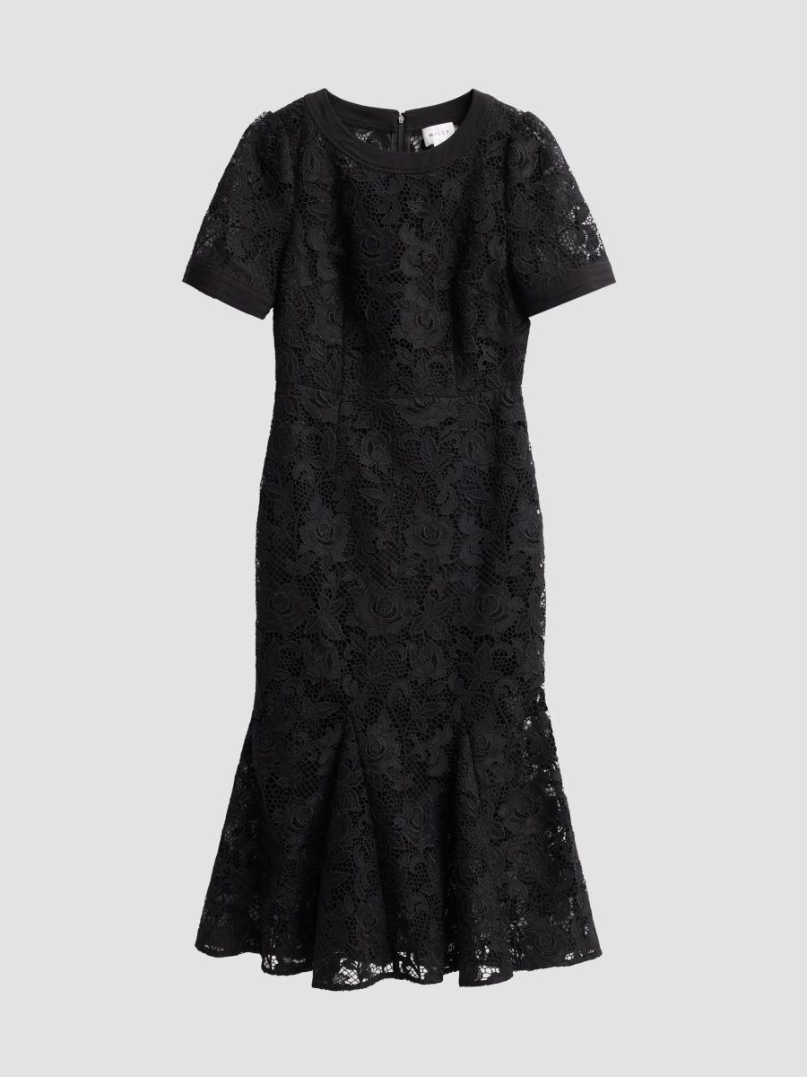 Milly Women's Ailany Lace Midi Dress - Black - Size 8