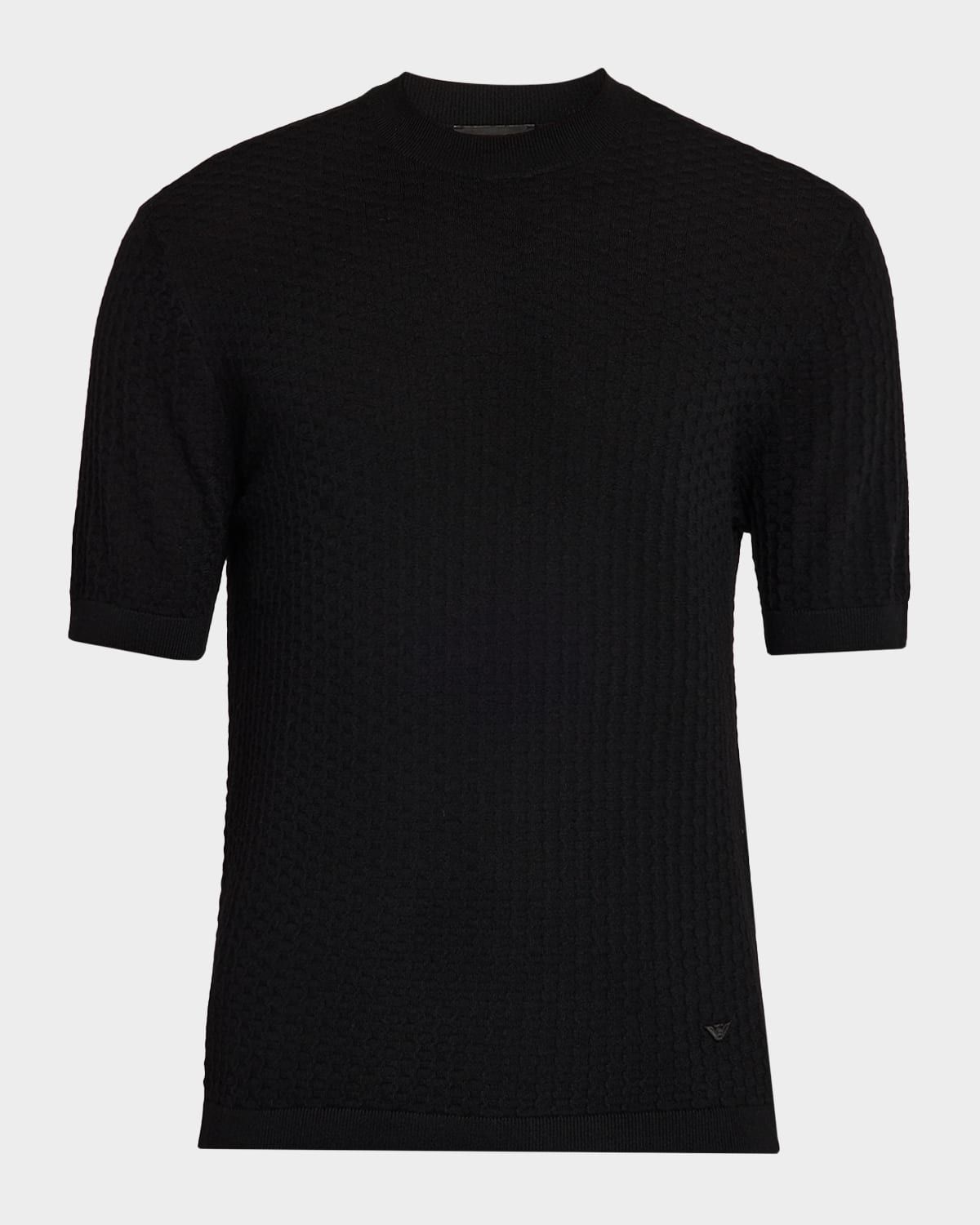 Men & apos;s Wool Honeycomb Jacquard Short-Sleeve Sweater