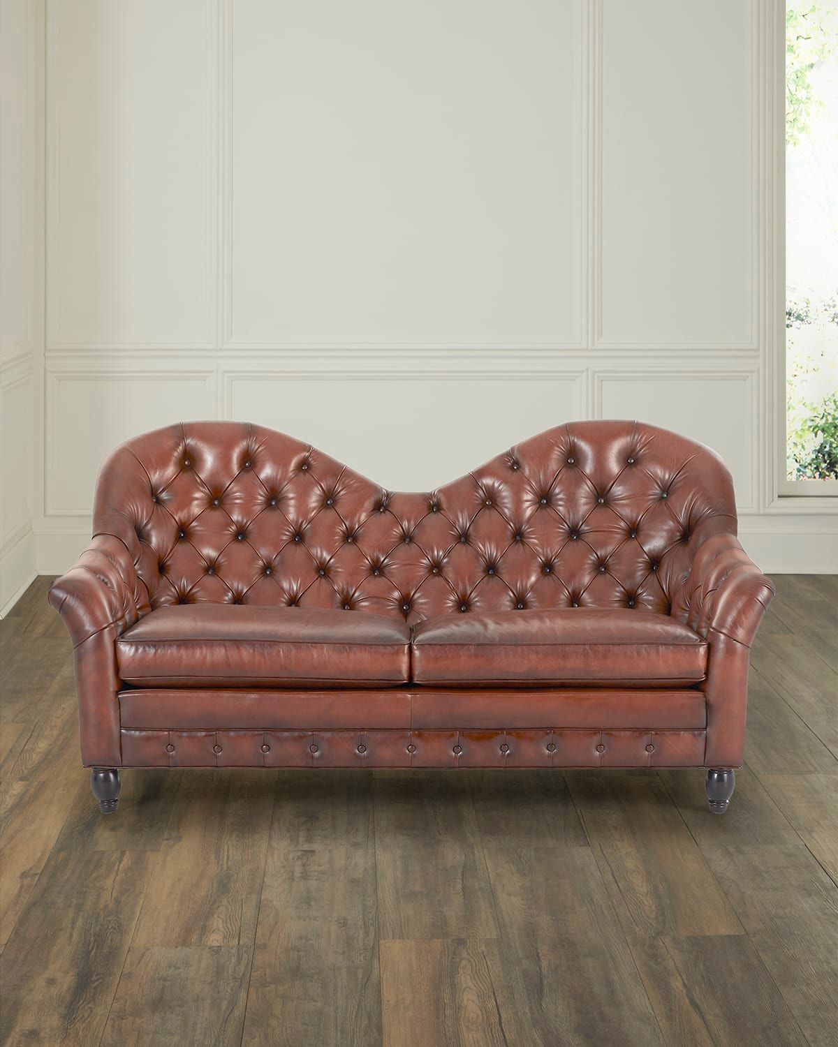Gannon Tufted Leather Sofa, 83"