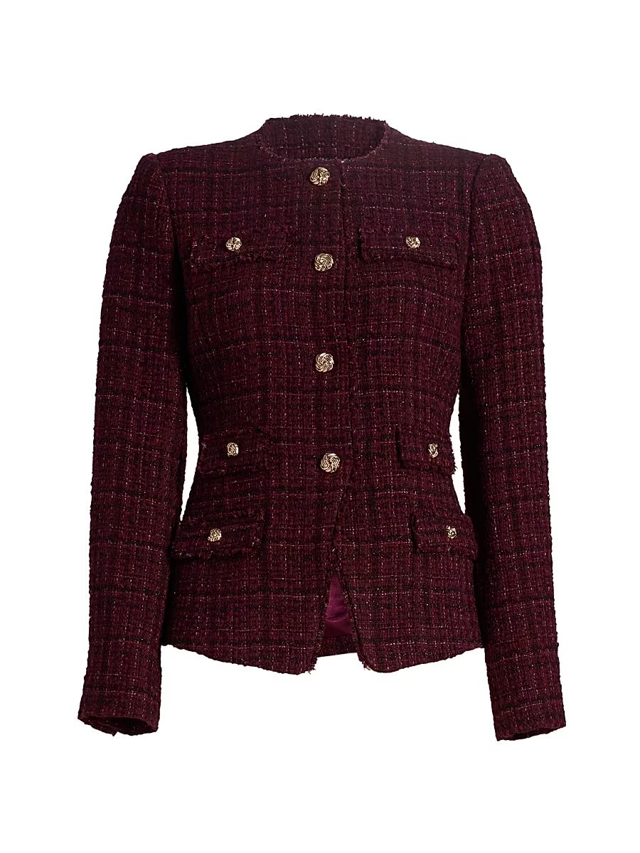 Women's Havana Cotton-Blend Metallic Tweed Jacket - Malbec Multi - Size Large