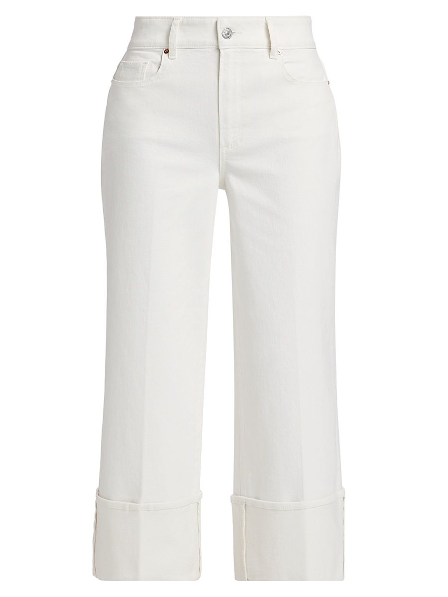 Women's Sash Wide-Leg Ankle Crop Jeans - Tonal Ecru - Size 26