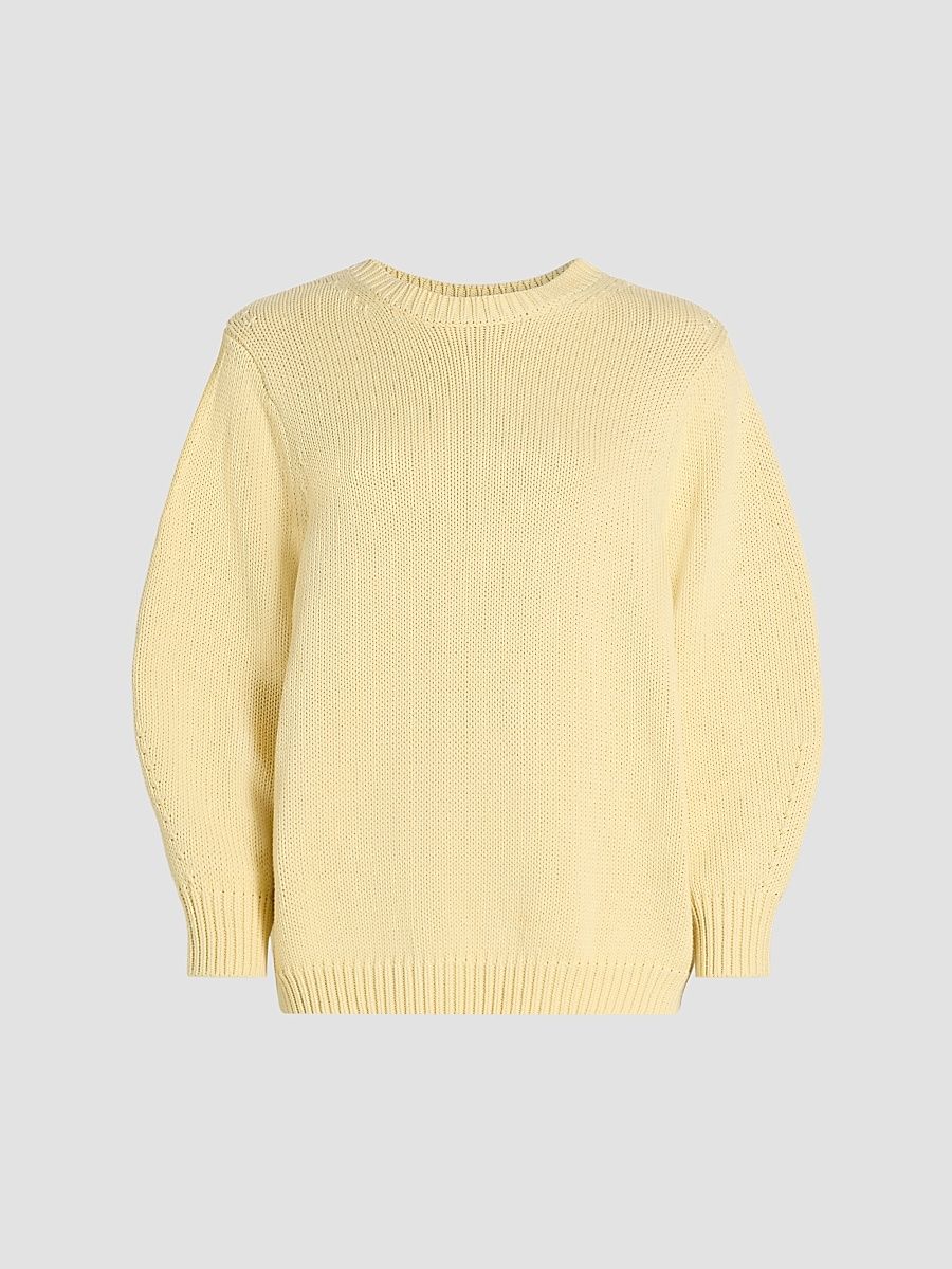 Women's Oversized Cotton Crewneck Sweater - Buttercup - Size XXS