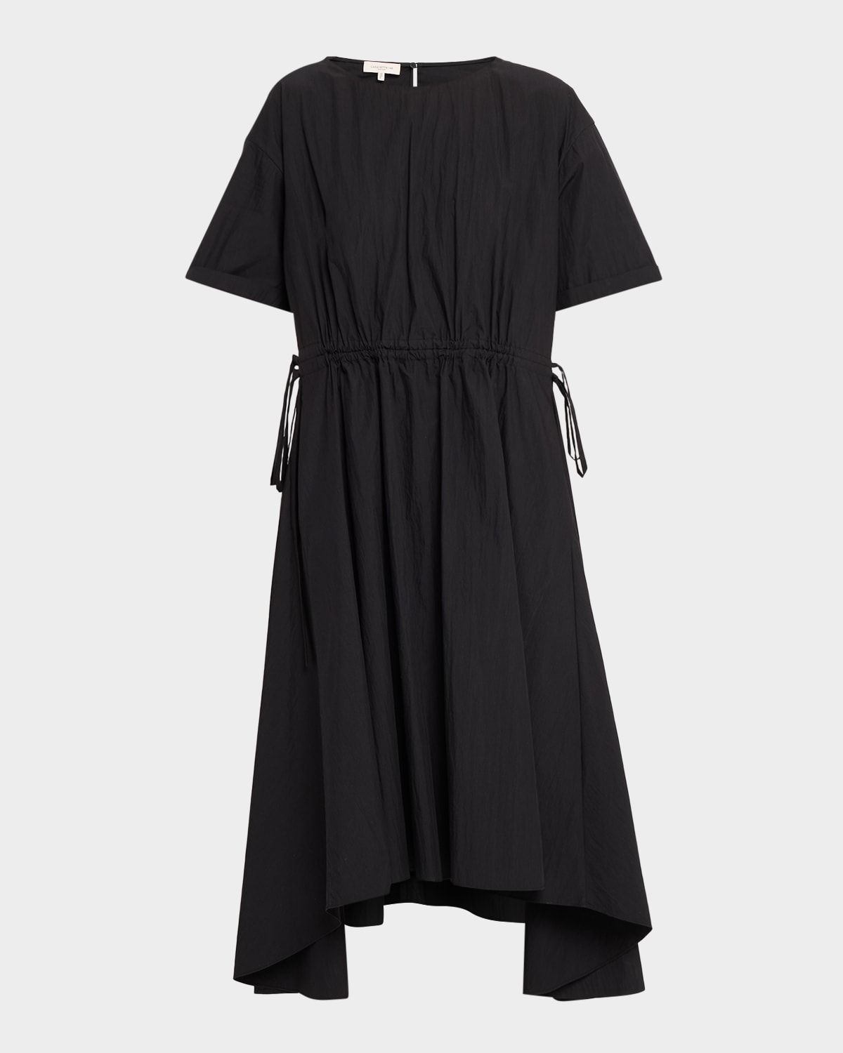 Drawstring Cotton Midi Dress