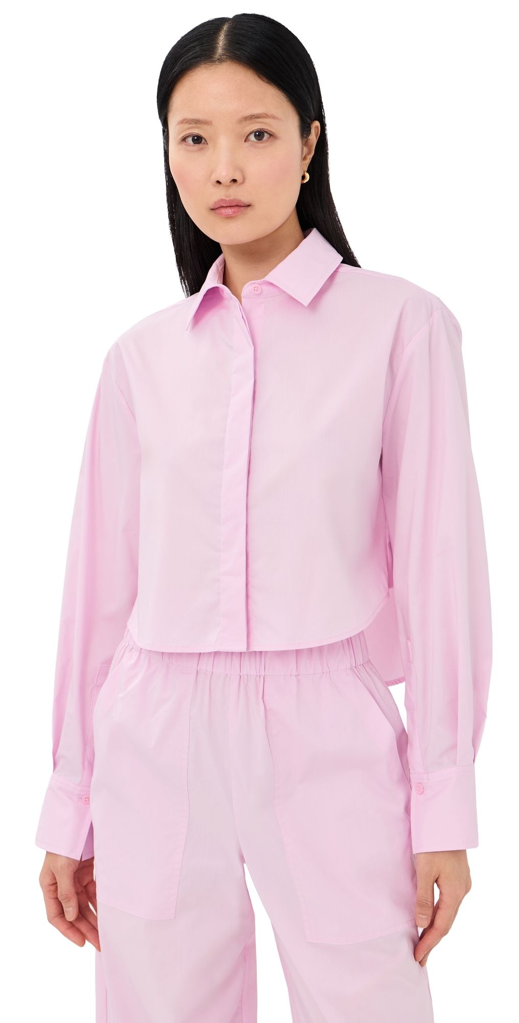 SIMKHAI Renata Cropped Button Down Shirt Tulip XL