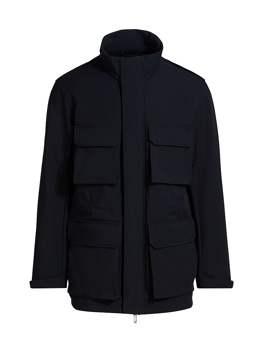 Men's Nylon Parka Jacket - Blue Navy - Size 42