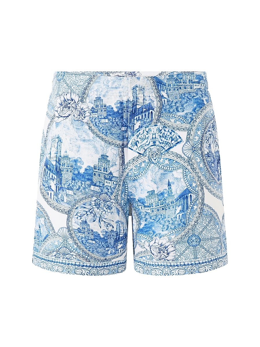 Men's Printed Mid-Length Board Shorts - The Hum Of The Alhambra - Size Medium