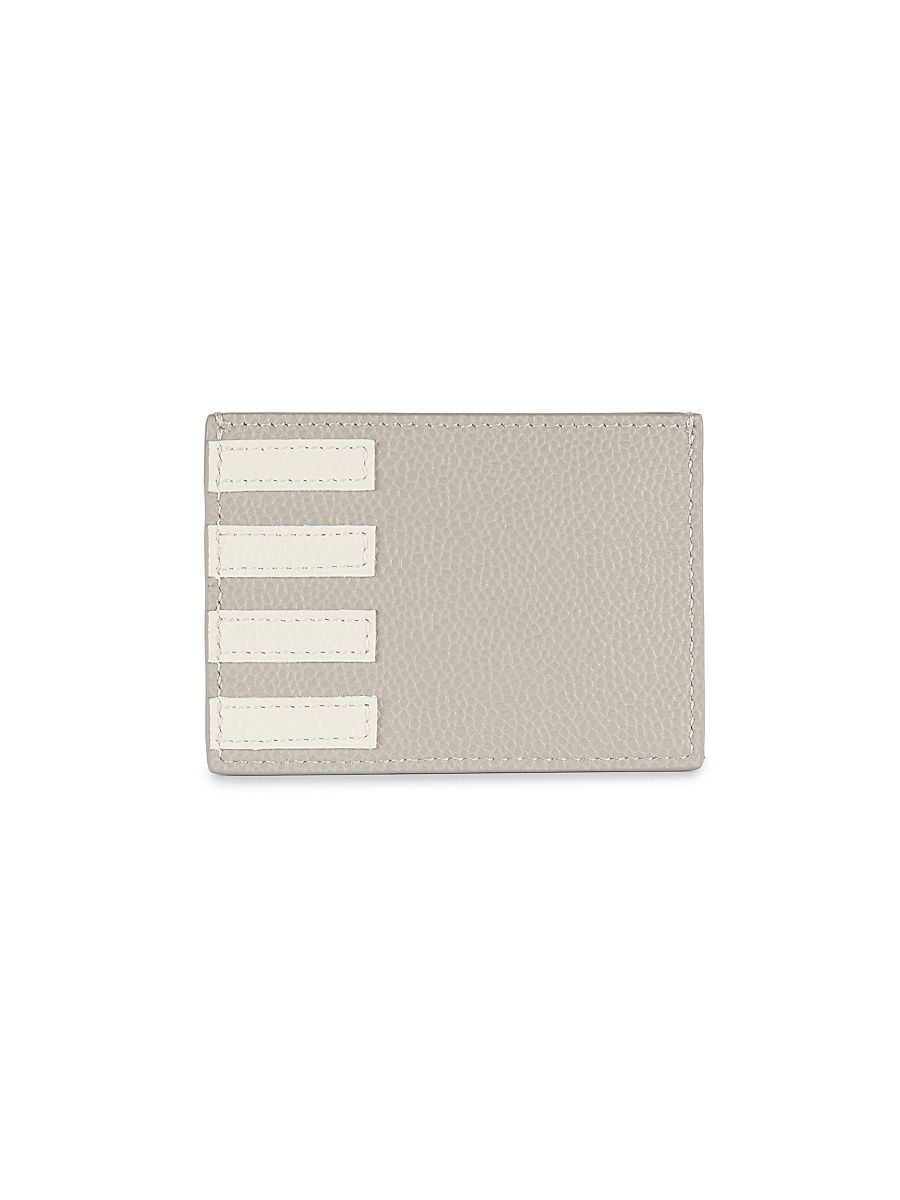 Men's 4-Bar Leather Card Case - Light Grey