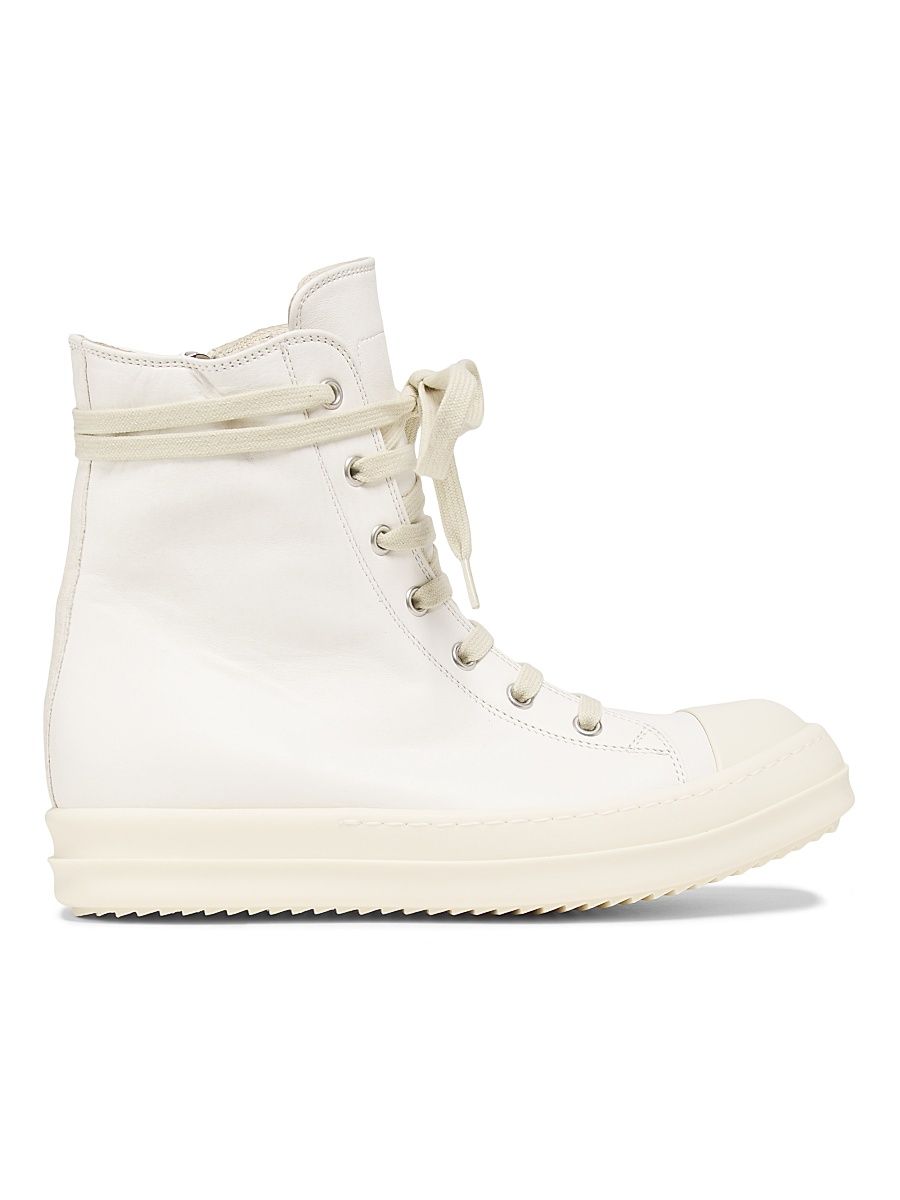 Women's Leather High-Top Sneakers - Milk - Size 9.5
