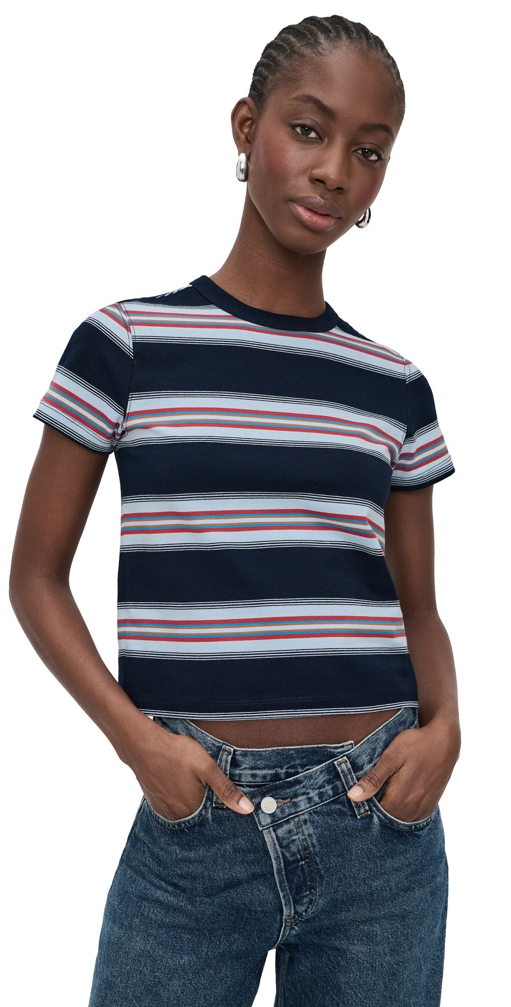 DAZE Zuma Short Sleeve Crew Neck Tee Shadow Stripe M