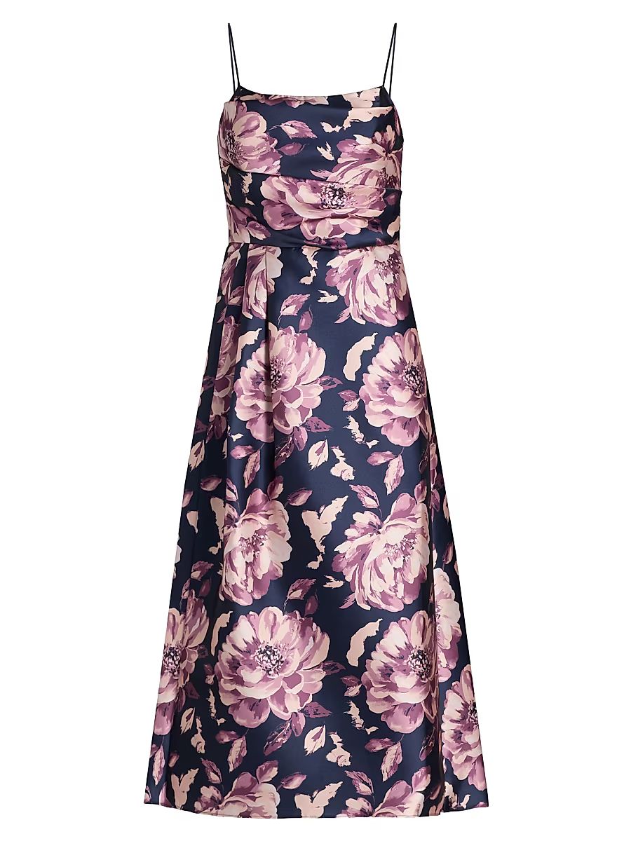 Women's Cayetana Floral Satin Midi-Dress - Peony Du Soir - Size 10