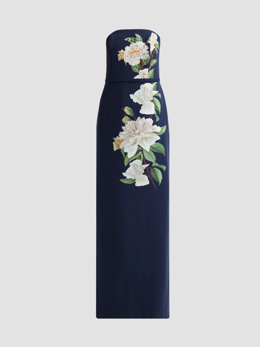 SACHIN BABI Women's Sophia Floral Crepe Strapless Column Gown - Evening Gardenia - Size 6