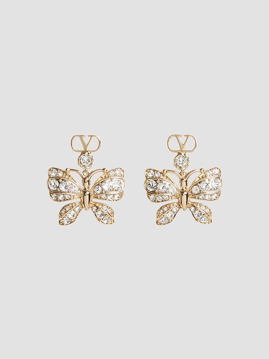 Women's Flutterby Earrings in Metal and Swarovski Crystals - Platinum Crystal