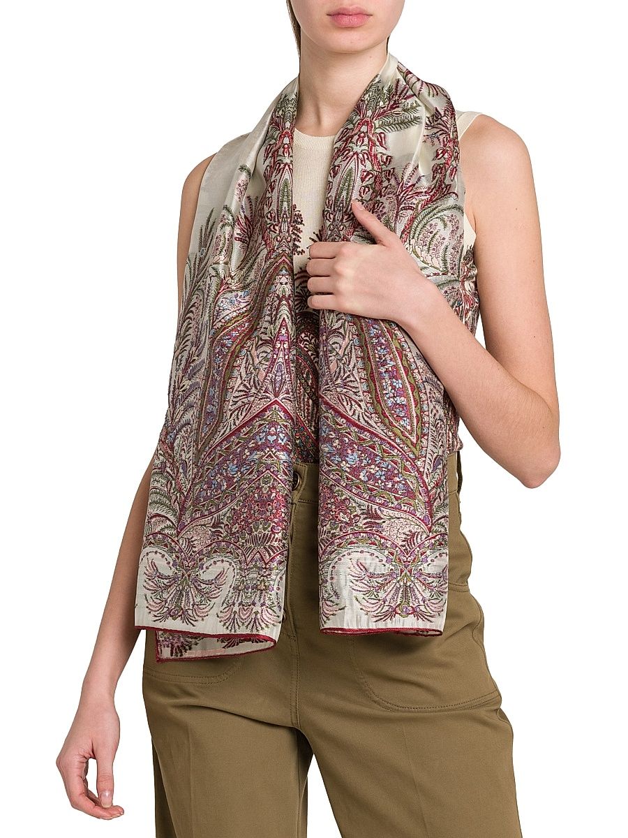 Women's Tosca Silk-Blend Scarf - Off White Reddish