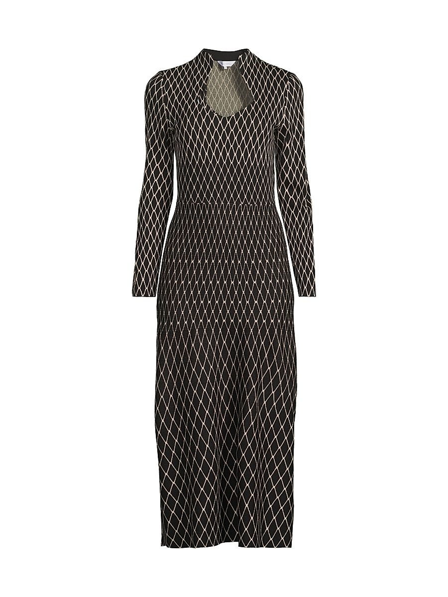 Women's Ming Wang x Tanya Foster Diamond Soft-Knit A-Line Maxi Dress - Black - Size XL