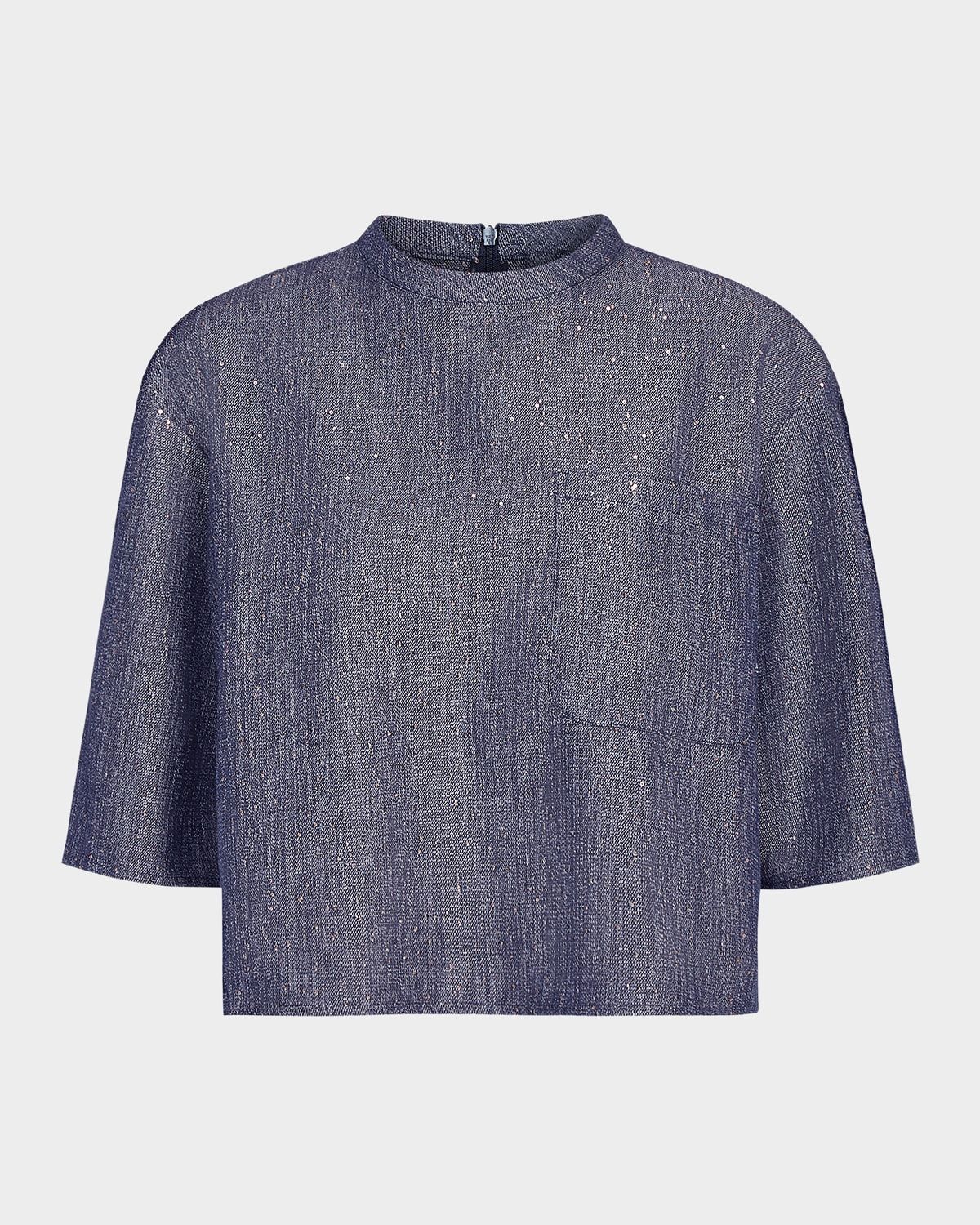 Ex T Sequined Denim Top