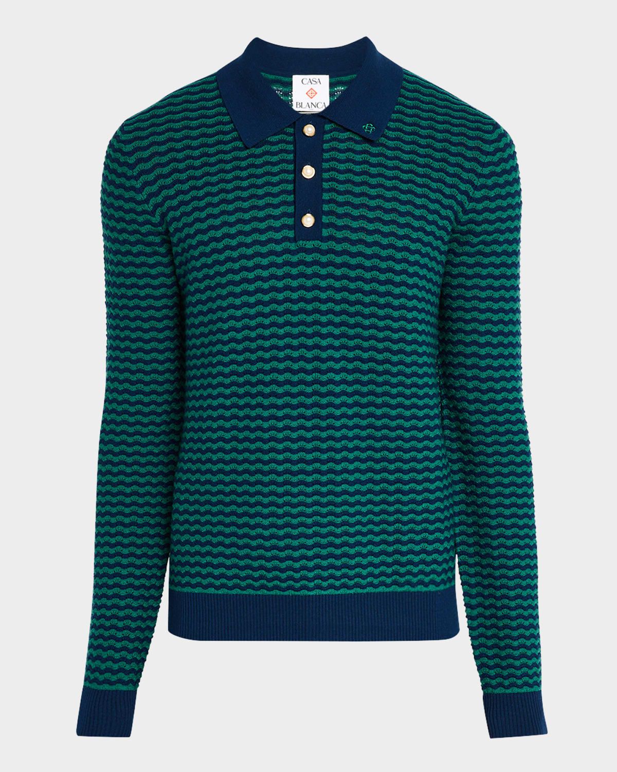 Men & apos;s Mini Wave Knit Polo Shirt