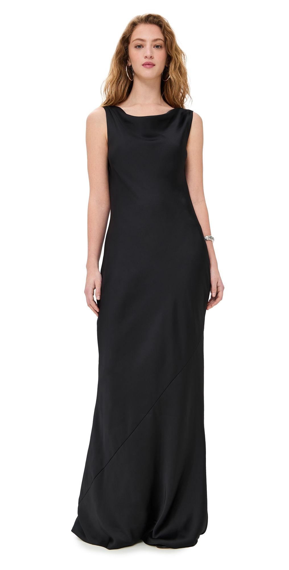 Norma Kamali Sleeveless Low Back Drape Gown Black XS