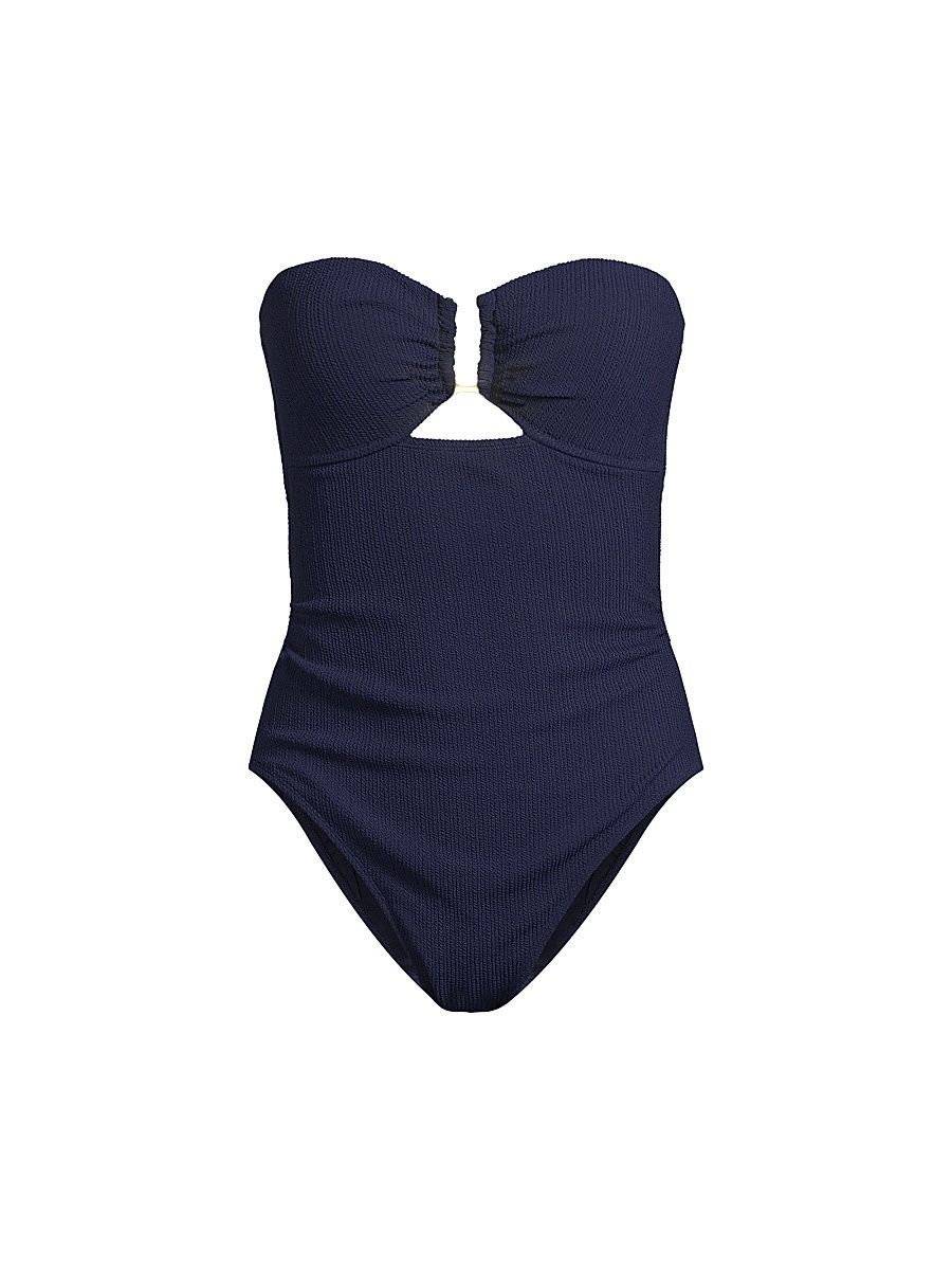 Women's Juliette Texture One-Piece Swimsuit - Navy Texture - Size Large